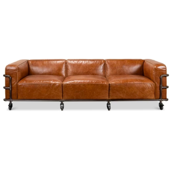 Rustic Leather Industrial Sofa