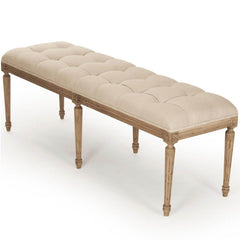 Louis Tufted Natural Linen Bench