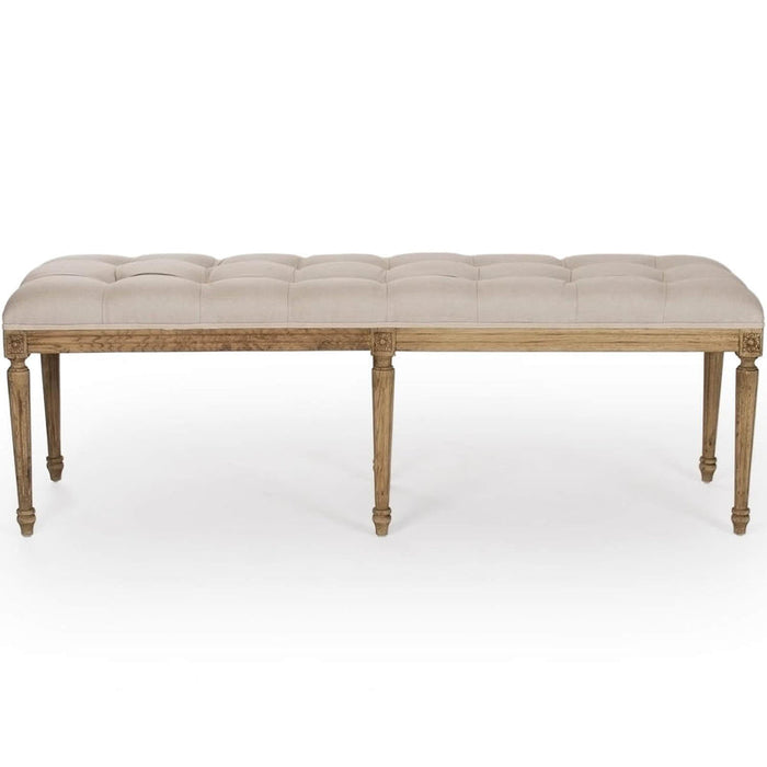 Louis Tufted Natural Linen Bench