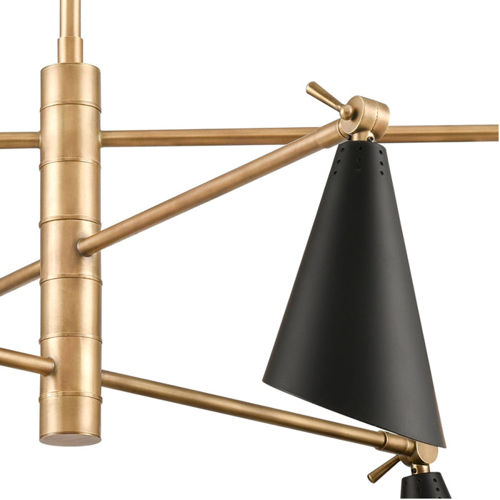 6-Light Black-Gold Cone Chandelier