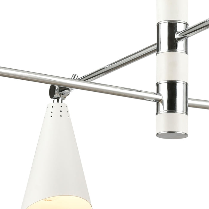 6-Light Modern Chrome White Chandelier