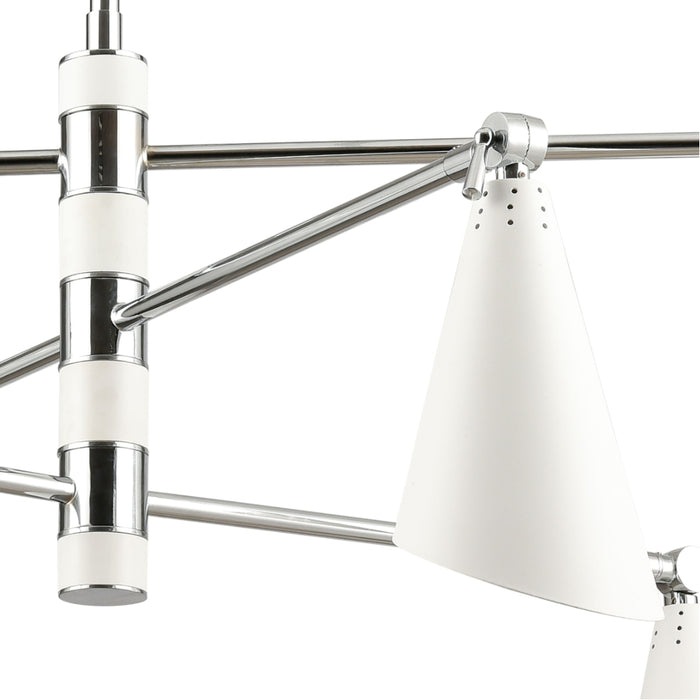 6-Light Modern Chrome White Chandelier