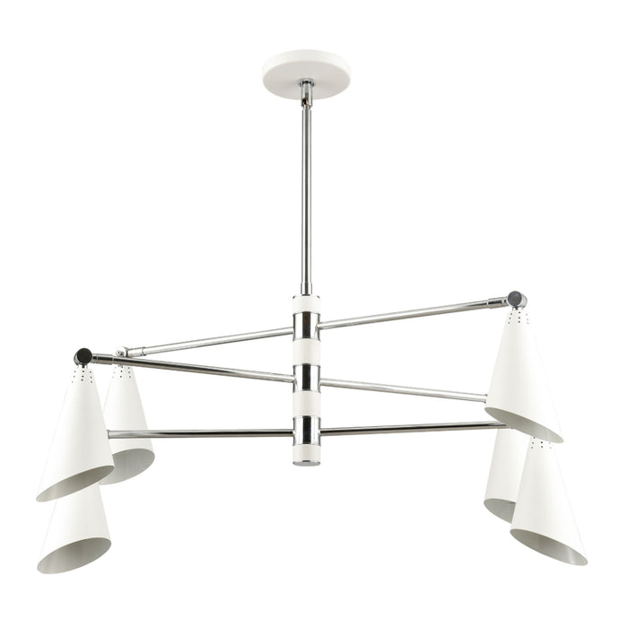 6-Light Modern Chrome White Chandelier