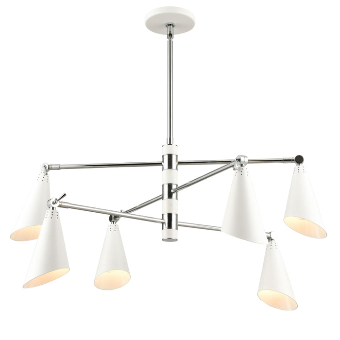 6-Light Modern Chrome White Chandelier