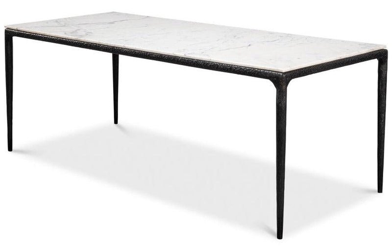 Marble Top Forged Iron Base Dining Table