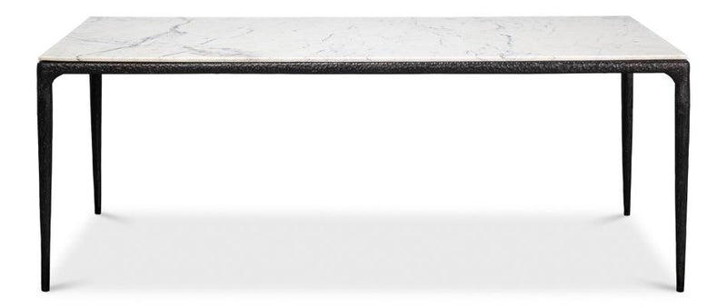 Marble Top Forged Iron Base Dining Table