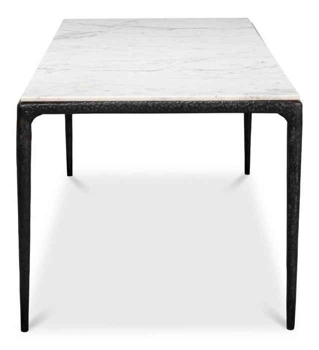 Marble Top Forged Iron Base Dining Table