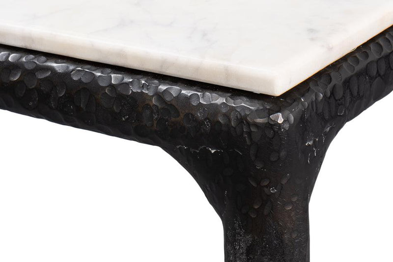 Marble Top Forged Iron Base Dining Table