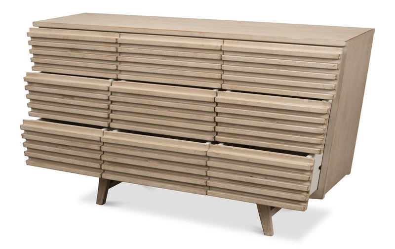 Modern Stoney Grey Ribbed Sideboard