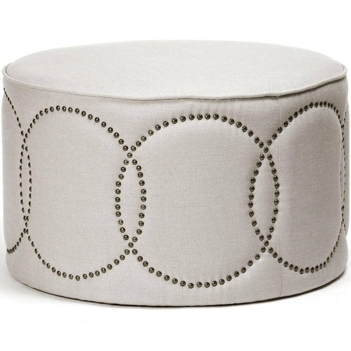 Nail Studded Round Ottoman