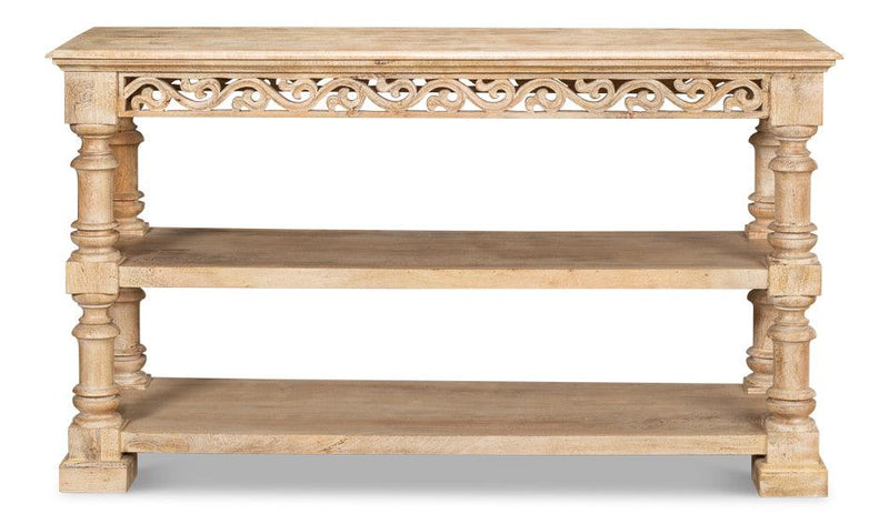 Natural Boho Carved Console Table