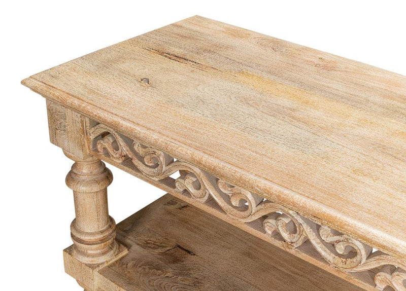 Natural Boho Carved Console Table