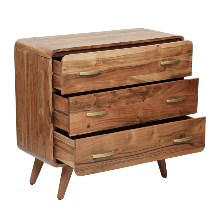 3-Drawer Natural Mango Wood Side Chest