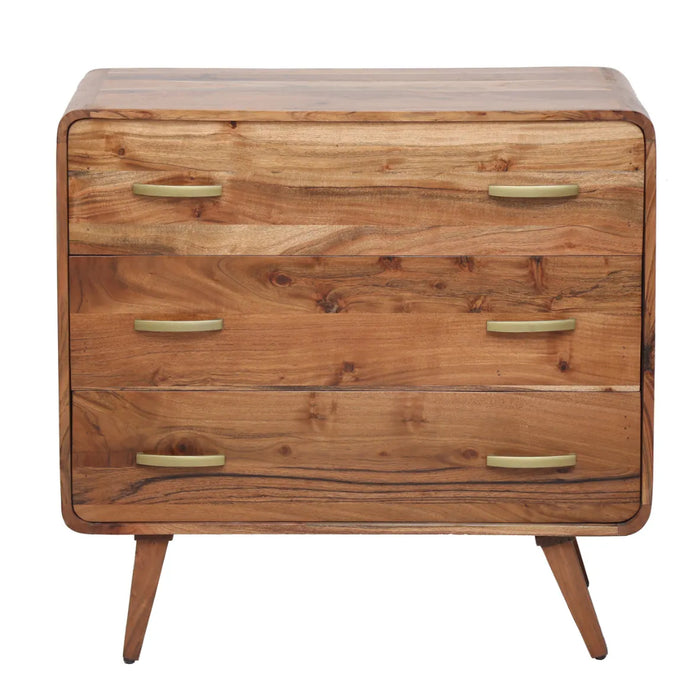 3-Drawer Natural Mango Wood Side Chest