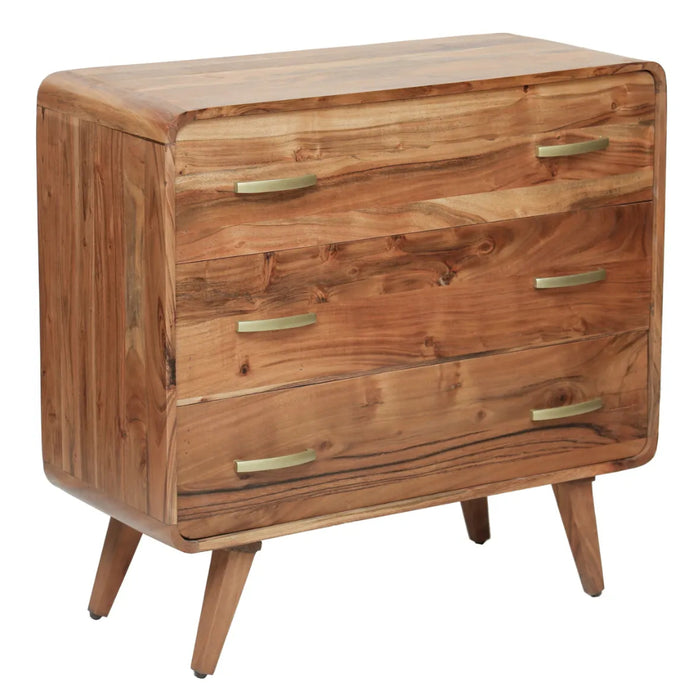 3-Drawer Natural Mango Wood Side Chest