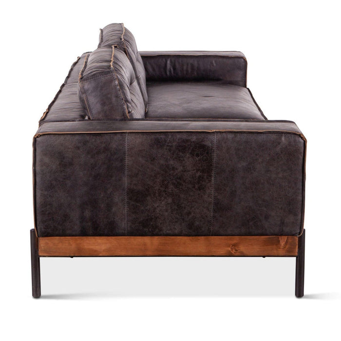 Portofino Industrial Black Leather Sofa