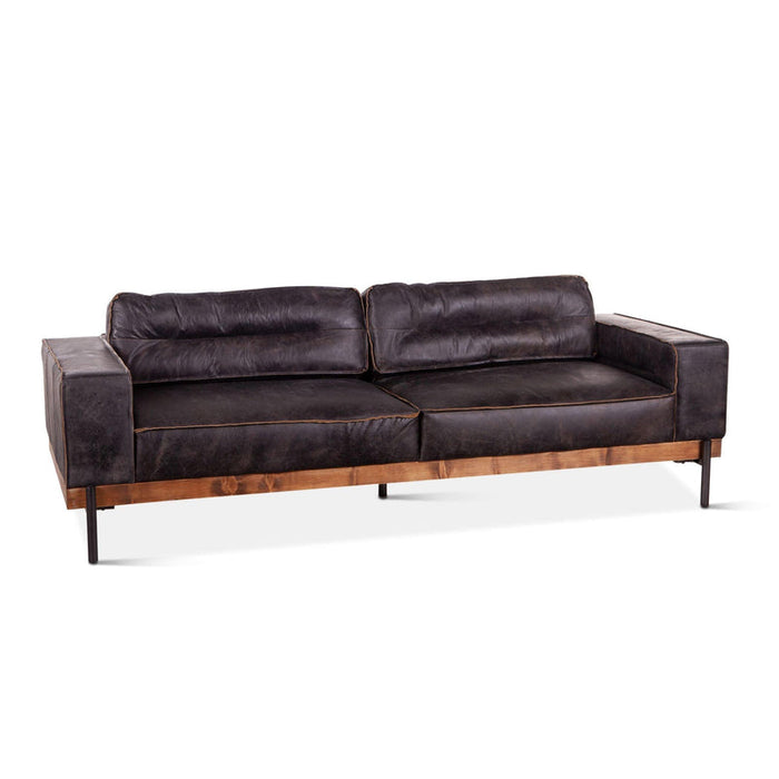 Portofino Industrial Black Leather Sofa