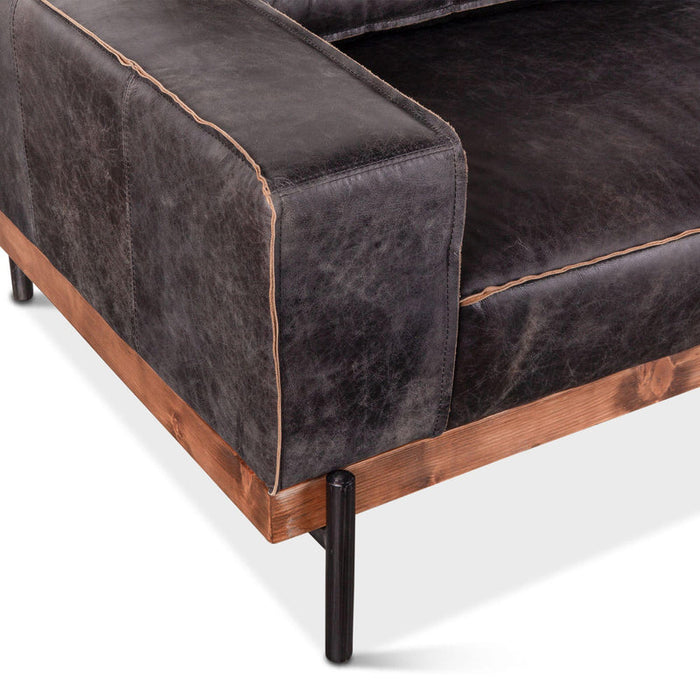 Portofino Industrial Black Leather Sofa