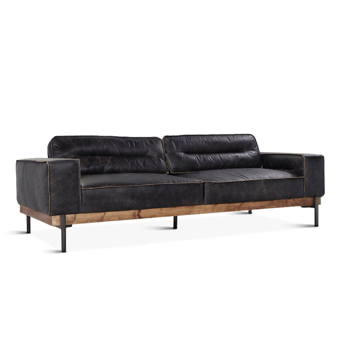 Portofino Industrial Black Leather Sofa