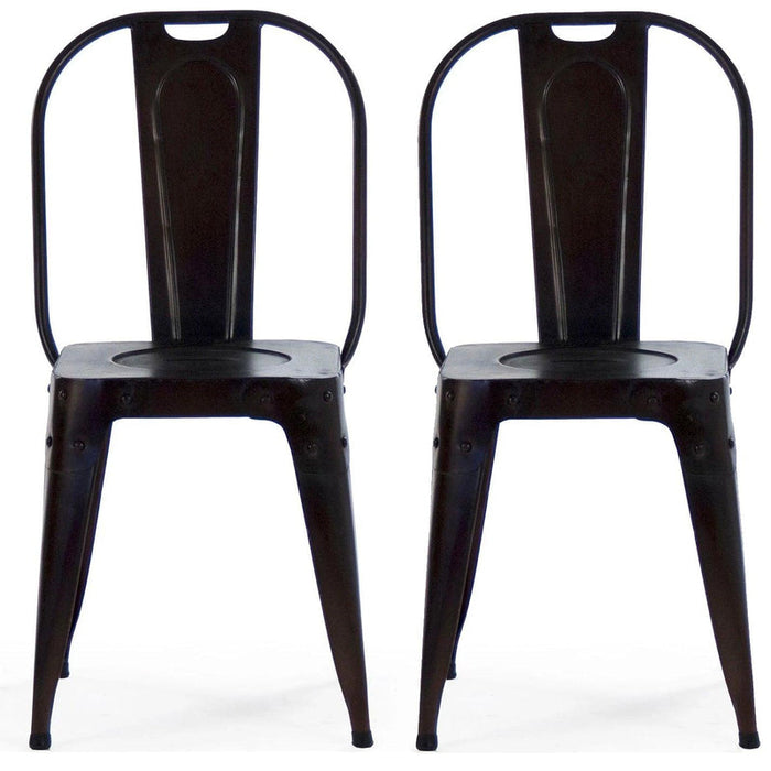 Retro Black Metal Chairs - Pair