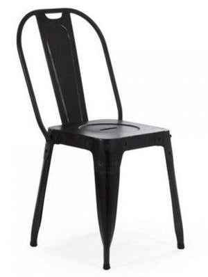 Retro Black Metal Chairs - Pair