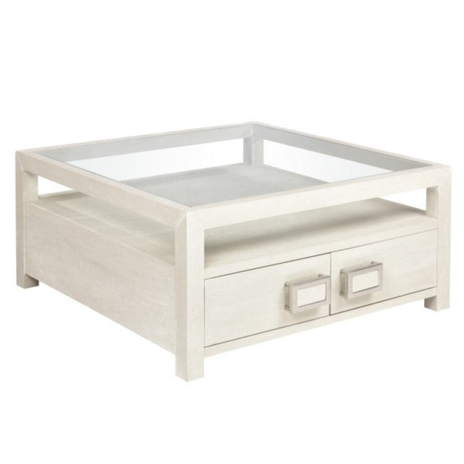 Rectangular Weathered White Coffee Table