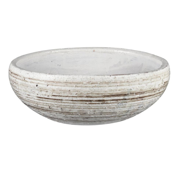 White in Striped Brown Bowl