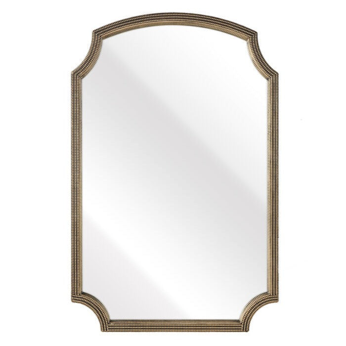 Golden Brass Beaded Curved Mirror