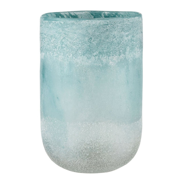 Large Frosted Turquoise Vase