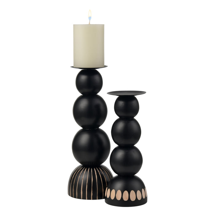 2-Set Black Orbs Candle Holders