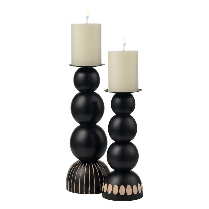 2-Set Black Orbs Candle Holders