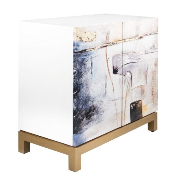 2-Door Contemporary Abstract Side Cabinet