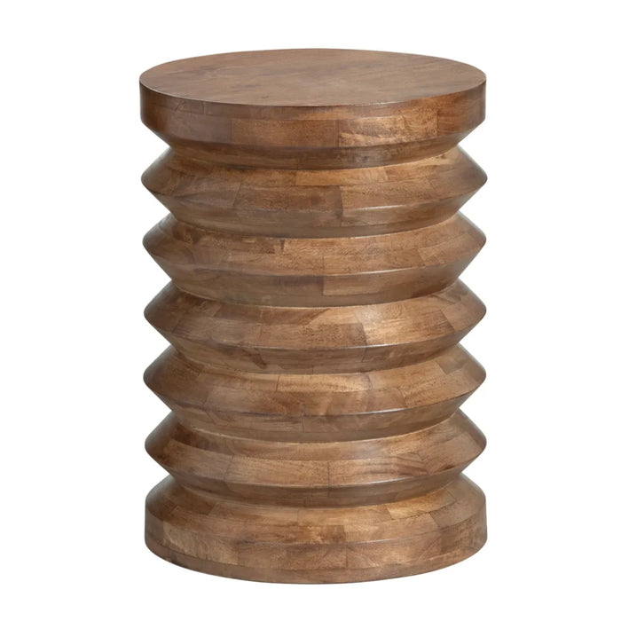 Spiral Sculpted Wood Accent Table