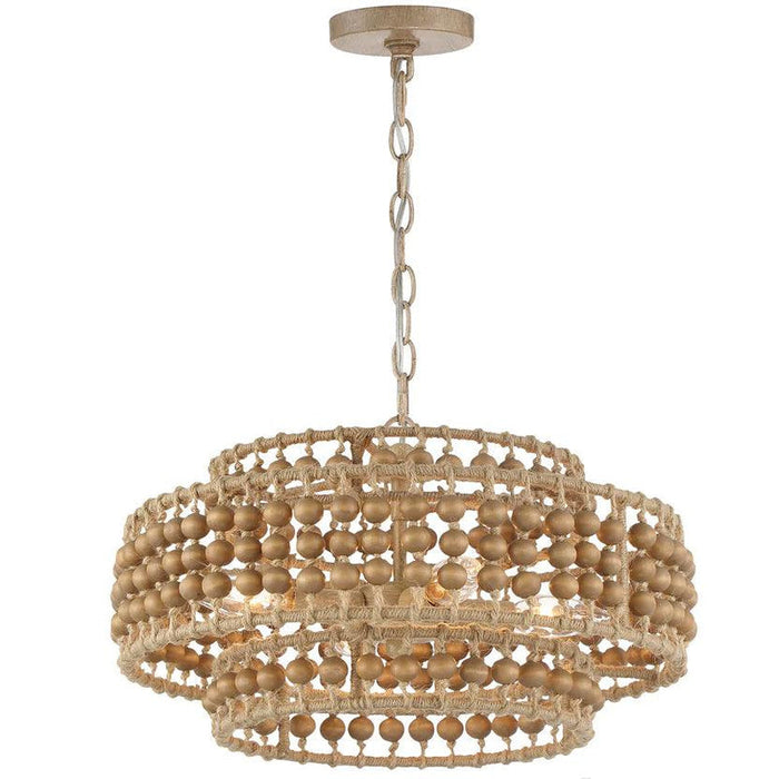 Tiered Cylinder Wood Beaded Chandelier