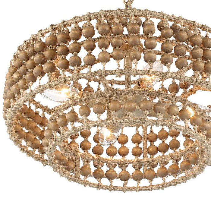 Tiered Cylinder Wood Beaded Chandelier