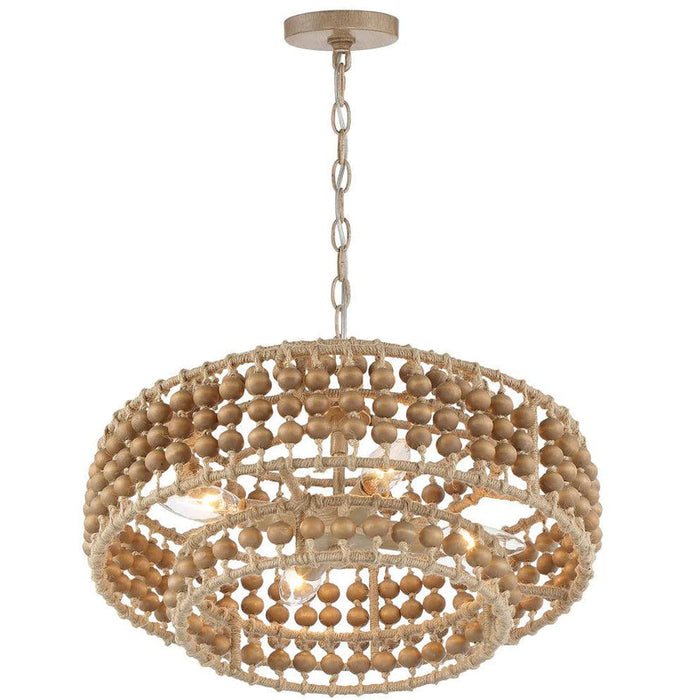 Tiered Cylinder Wood Beaded Chandelier