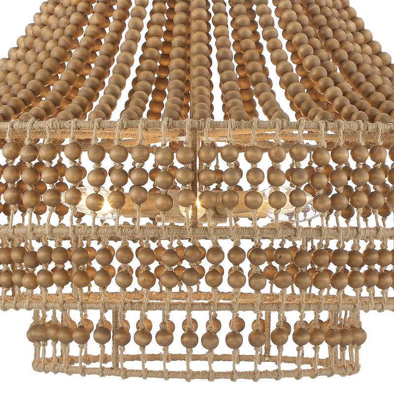 Tiered Wood Beaded Chandelier