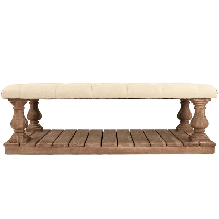 Tufted Ottoman Oak Wood Coffee Table