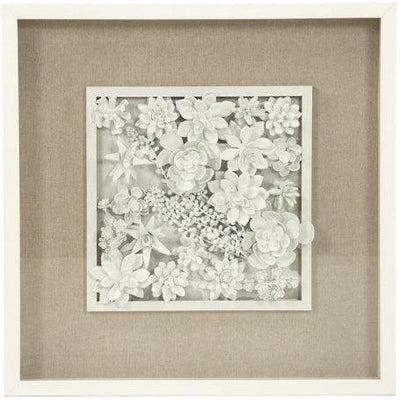 White Boho Floral Ceramic Wall Art