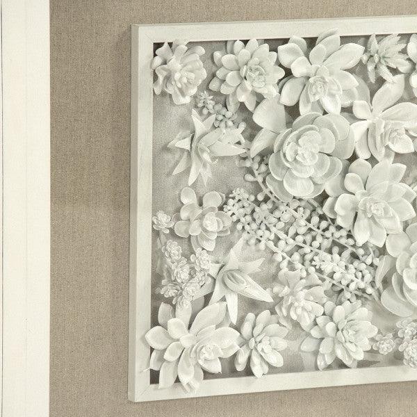 White Boho Floral Ceramic Wall Art