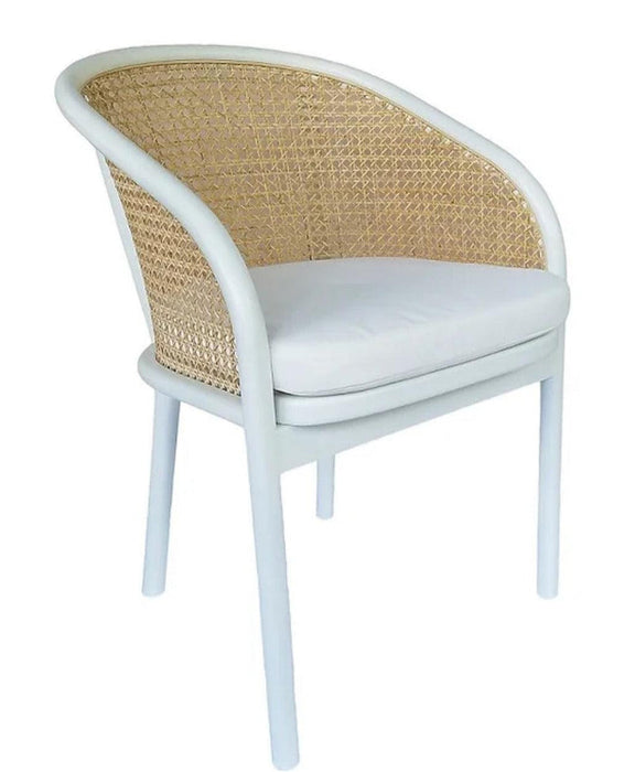 White Coastal Cane Dining Chair