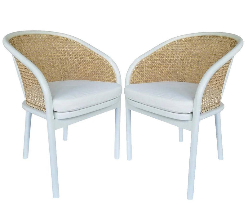 White Coastal Cane Dining Chair