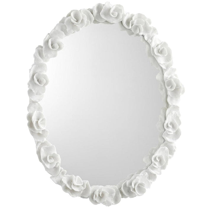 White Floral Accent Mirror