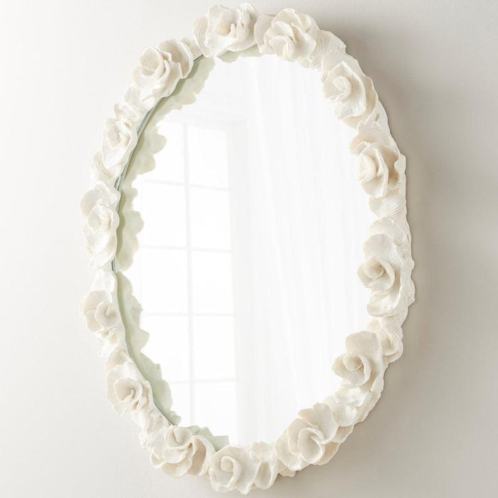 White Floral Accent Mirror