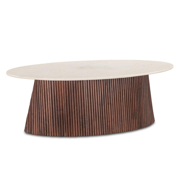 White Marble Top Ribbed Coffee Table