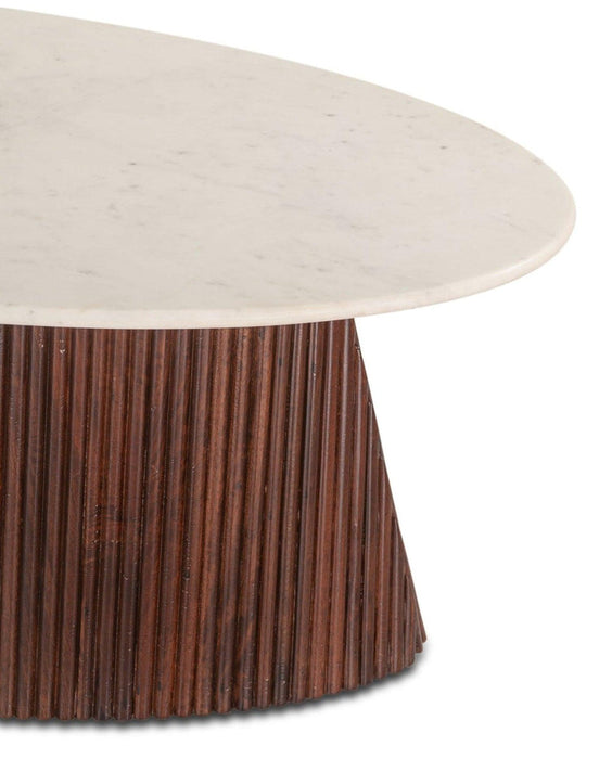 White Marble Top Ribbed Coffee Table