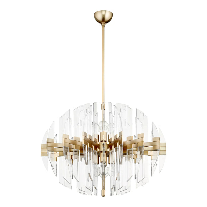 8-Light Aged Brass Oval Chandelier